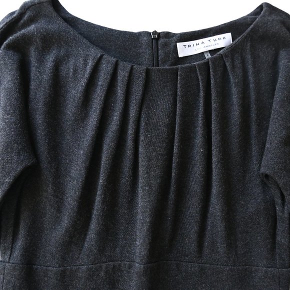 TRINA TURK LA Charcoal Grey Heather Knit Dress - Size 0 - Picture 4 of 9
